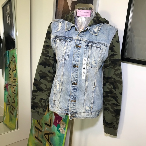 denim jacket camo sleeves